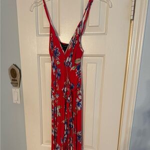 See You Monday Red Floral Maxi Dress Small